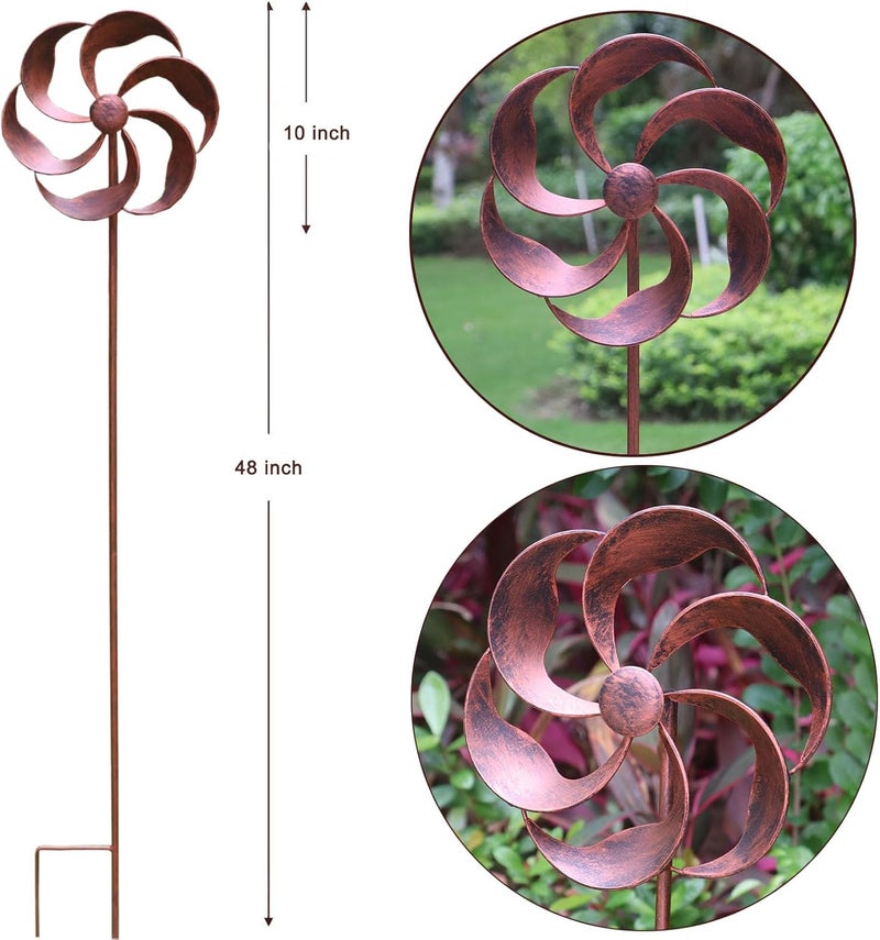 LERFUGI 360 Degree Swivel Metal Wind Spinner Single Blade Willow Leaves Classic Outdoor Decor for Garden Patio Lawn Yard 48x10 Inches - Image 2